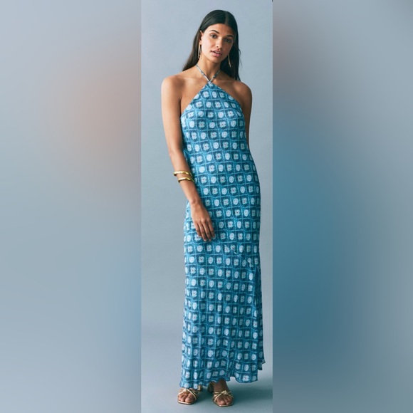 MNG Dresses & Skirts - NEW WITH TAGS MNG blue print maxi dress -L 
Women’s 4/6
